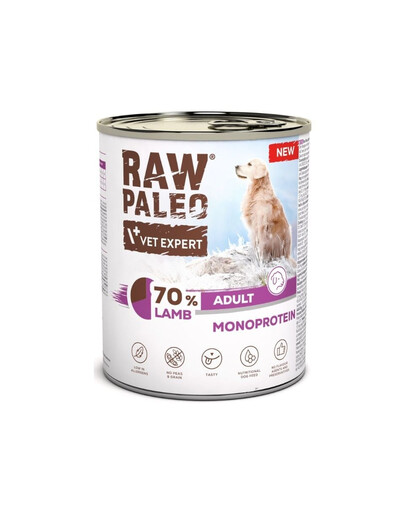 RAW PALEO Monoprotein Lamb Adult 6x800g ėrienos mėsa, šlapias šunų maistas