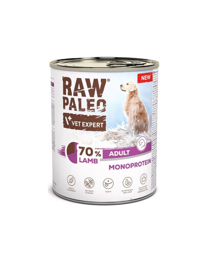RAW PALEO Monoprotein Lamb Adult 12x800g ėrienos mėsa, šlapias šunų maistas