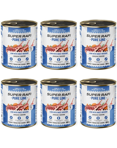 SUPER RAFI Pure Line Avienos ir batatų 6x800 g šlapias šunų maistas