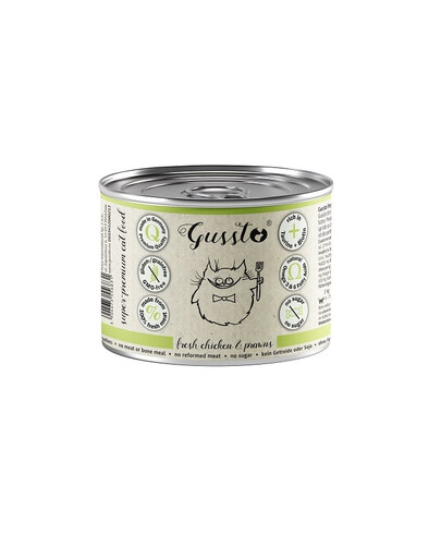 GUSSTO Cat Fresh Chicken Prawns šlapias maistas katėms vištiena su krevetėmis 6x200 g