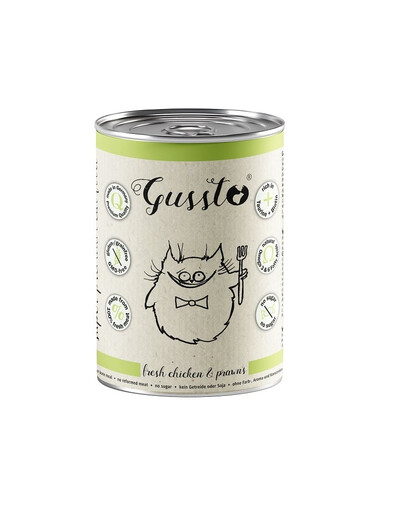 GUSSTO Cat Fresh Chicken Prawns šlapias maistas katėms vištiena su krevetėmis 12x400 g