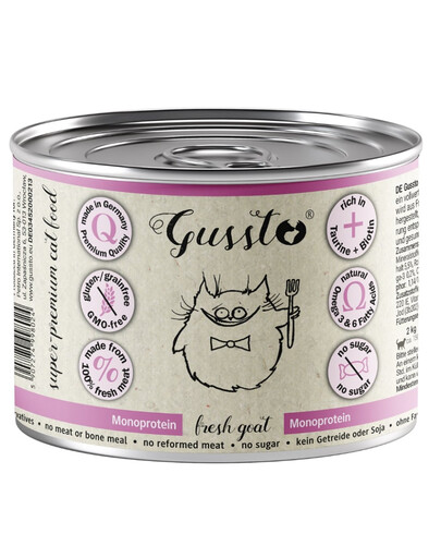GUSSTO Cat Fresh Goat šlapias kačių maistas su ožkiena, 6 x 200 g
