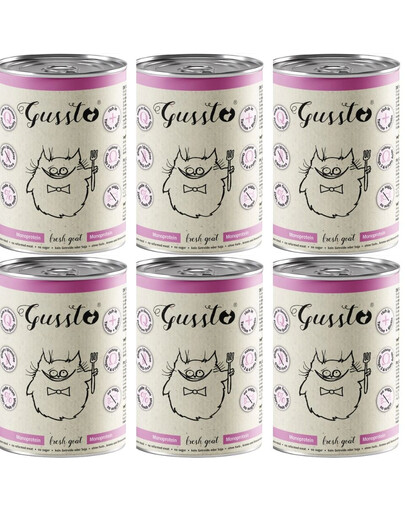 GUSSTO Cat Fresh Goat šlapias kačių maistas su ožkiena, 6 x 400 g