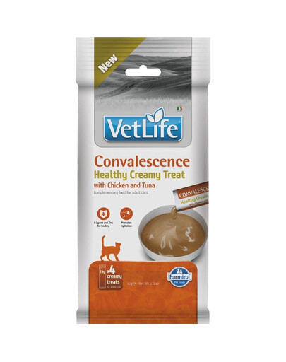 FARMINA Vet Life Cat Convalescence Creamy 60 g su vištiena ir tunu, kreminė užkandis katėms, palaikantis organizmo regeneraciją