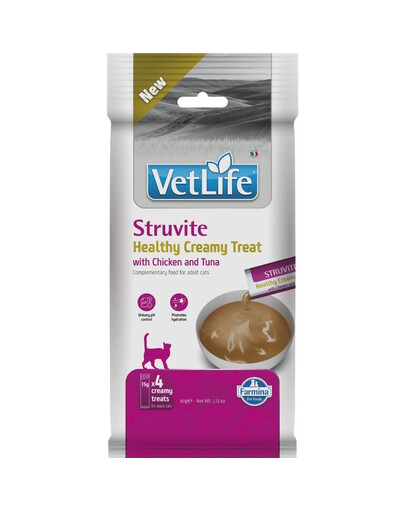 FARMINA Vet Life Cat Struvite Creamy 60 g su vištiena ir tunu, kreminė užkanda katėms, palaikanti šlapimo sistemą