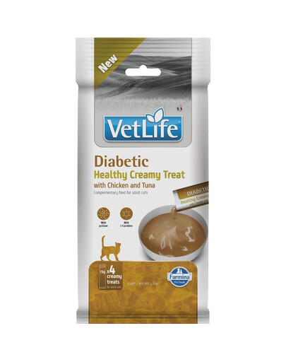 FARMINA Vet Life Cat Diabetic Creamy 60 g su vištiena ir tunu, kreminė užkanda katėms, sergantiems diabetu