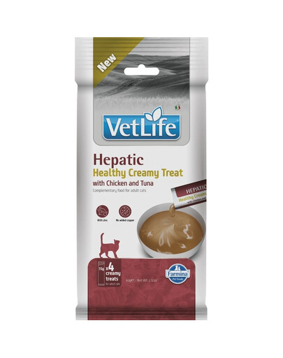 FARMINA Vet Life Cat Hepatic Creamy 60 g su vištiena ir tunu, kreminė užkanda katėms, palaikanti kepenų funkciją