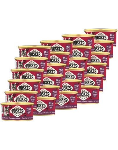 VOSKES Jelly Tuna with Squid 24x85 g 100% Tunas su kalmarais želatinoje, papildomas maistas katėms