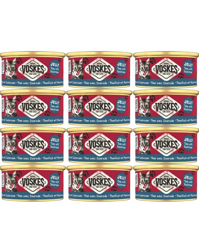 VOSKES Jelly Tuna with Seabream 12x85 g 100% Tunas su doradu želatinoje, papildomas maistas katėms