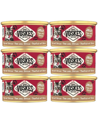 VOSKES Jelly Tuna with Shirasu 6x85 g 100% Tunas su ančiuviu želatinoje, papildomas maistas katėms