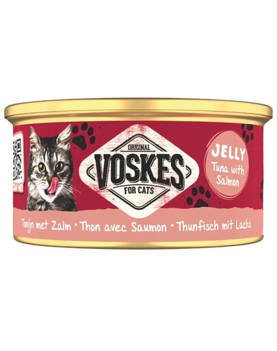 VOSKES Jelly Tuna with Salmon 85 g Tunas su lašiša želatinoje, papildomas maistas katėms