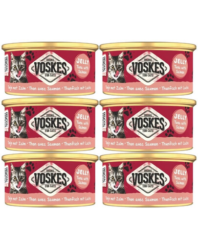 VOSKES Jelly Tuna with Salmon 6x85 g 100% Tunas su lašiša želatinoje, papildomas kačių maistas