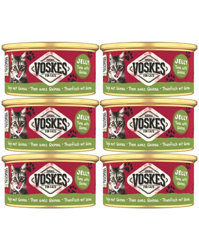 VOSKES Jelly Tuna with Quinoa 6x85 g 100% Tunas su kviečiais želatinoje, papildomas maistas katėms