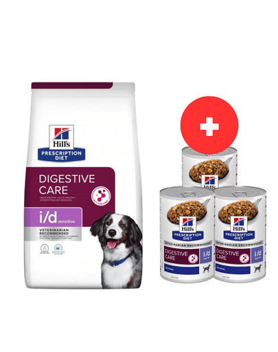 HILL'S Prescription Diet Sensitive Digestive Care i/d Activ Biome jajko i ryż 12 kg + 3 x 360g karmy dla psów GRATIS