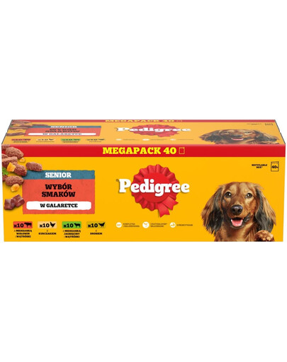 PEDIGREE Senior Wybór Smaków w Galaretce, 40 x 100 g