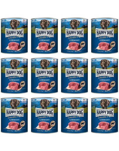 HAPPY HAPPY DOG Sensible Pure Germany jautiena, 12 x 400 g, drėgnas ėdalas šunimsDOG Sensible Pure Germany Wołowina 12x400 g karma mokra dla psów