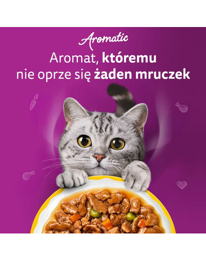 WHISKAS Aromatic Adult Idealny Drób w sosie, 12 x 85 g mokra karma dla dorosłych kota