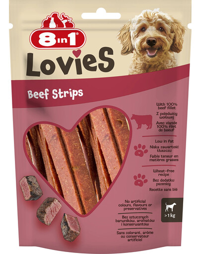8IN1 Lovies Beef Strips 80g przysmak dla psa z pieczoną wołowiną