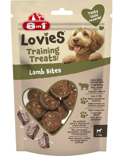 8IN1 Lovies Training Treats Lamb Bites 90g przysmak treningowy dla psa z jagnięciną i ryżem
