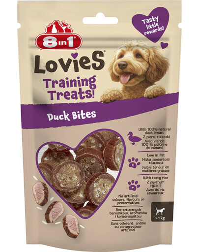 8in1 Lovies Training Treats Duck Bites 90g przysmak treningowy dla psa z kaczką i ryżem