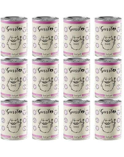 GUSSTO Cat Fresh Goat 12 x 400 g – šlapias maistas katėms su ožkiena