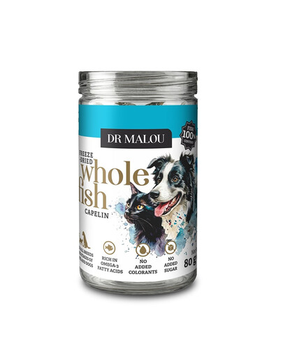 DR MALOU 100% liofilizowany kapelan 80 g karma uzupełniająca dla psów i kotów