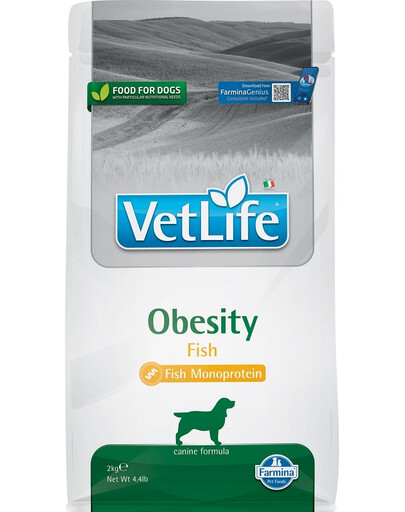 FARMINA Vet Life Obesity Fish maistas suaugusiems šunims 2 kg + FARMINA Vet Life Dental Treat Obesity Medium/Maxi 100 g (7 vnt) NEMOKAMAI !