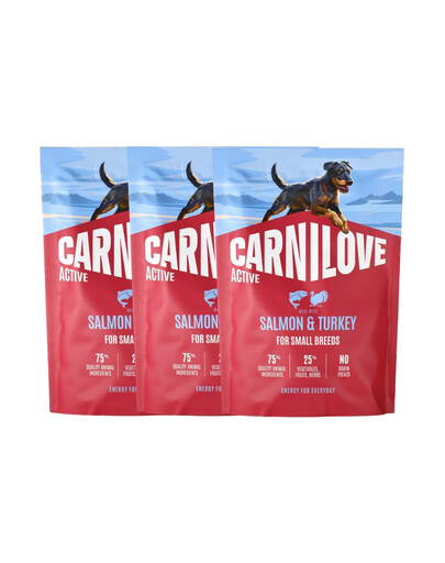 CARNILOVE Active Dog Salmon & Turkey Adult Small Breeds 3x1,5 kg łosoś i indyk, dla dorosłych psów małych ras