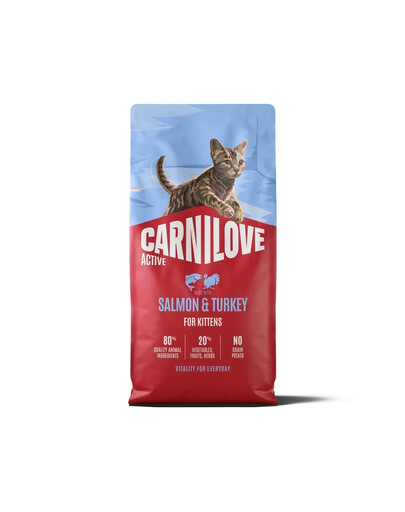 CARNILOVE Active Cat Salmon & Turkey for Kittens 2 x 6 kg – sausas pašaras su lašiša ir kalakutiena visų veislių kačiukams