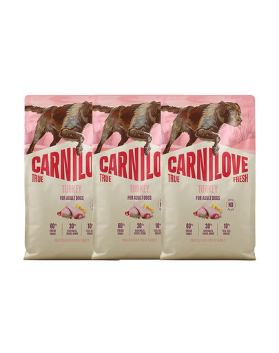 CARNILOVE True Fresh Dog Turkey Adult 3x4 kg sucha karma ze świeżym indykiem dla dorosłych psów