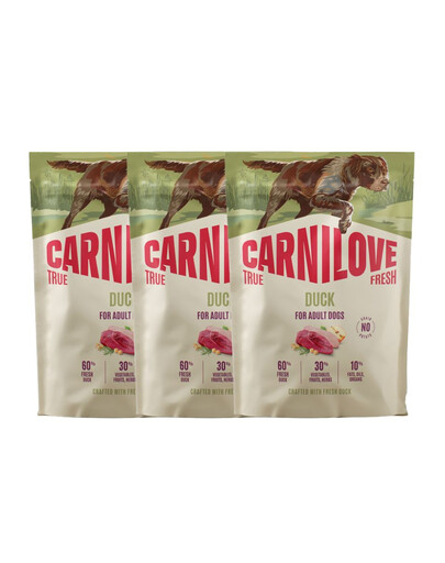 CARNILOVE True Fresh Dog Duck Adult Small Breeds 3x1,5 kg sucha karma ze świeżą kaczką dla dorosłych psów małych ras