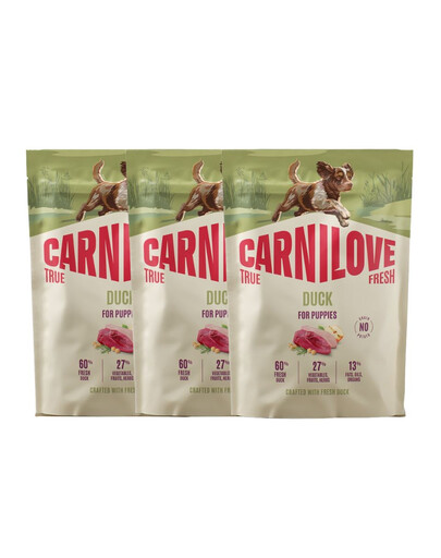 CARNILOVE True Fresh Dog Duck Puppies 3x1,5 kg sucha karma ze świeżą kaczką dla szczeniąt