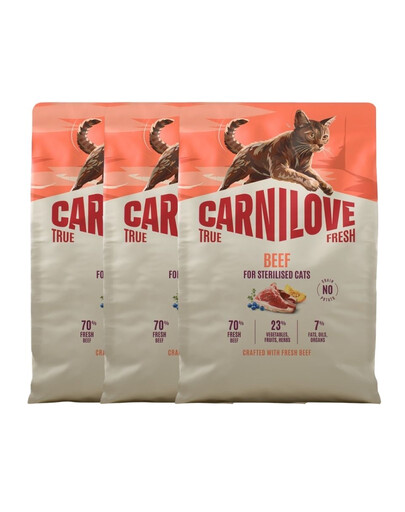 CARNILOVE True Fresh Cat Beef Sterilised 3x2 kg wołowina, dla kotów po sterylizacji
