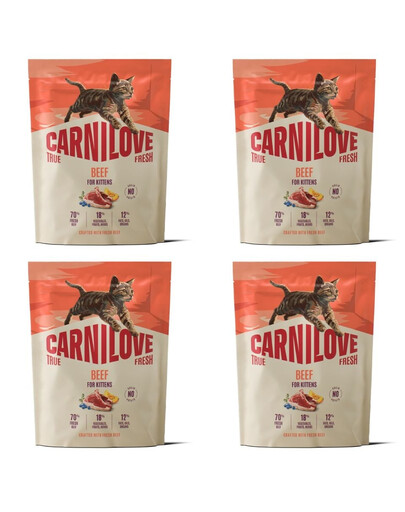 CARNILOVE True Fresh Cat Beef Kittens 4 × 400 g – sausas ėdalas su jautiena visų veislių kačiukams