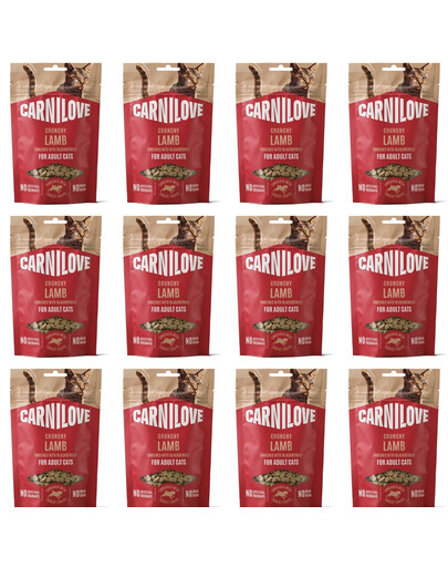 CARNILOVE Crunchy Snack Cat Lamb 12x50 g z jagnięciną i jeżynami, chrupiący przysmak dla kotów