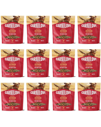 CARNILOVE Dog Crunchy Snack Ostrich 12x200g chrupiące przysmaki ze strusiem dla dorosłych psów