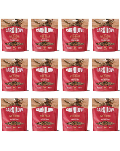 CARNILOVE Dog Crunchy Snack Wild Boar 12x200g chrupiące przysmaki z dzikiem dla dorosłych psów