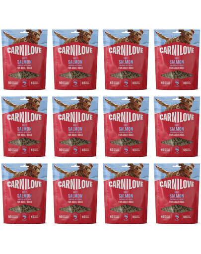 CARNILOVE Dog Soft Snack Salmon Small Bite 12x200g miękkie przysmaki z łososiem dla dorosłych psów