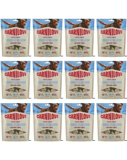 CARNILOVE Dog Freeze Dried Turkey and Salmon 12x60g liofilizowane przysmaki z indykiem i łososiem dla psów