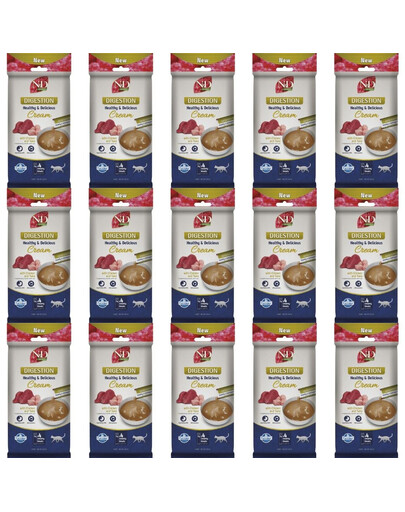 FARMINA N&D Quinoa Cat Digestion Cream Chicken and Tuna 15x60 g su vištiena ir tunu, kreminė užkanda katėms su jautriu virškinimu