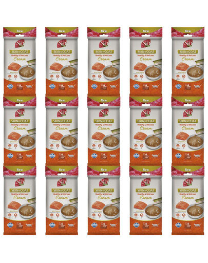 FARMINA N&D QUINOA Skin & Coat Healthy & Delicious Cream su lašiša katėms 15x60 g