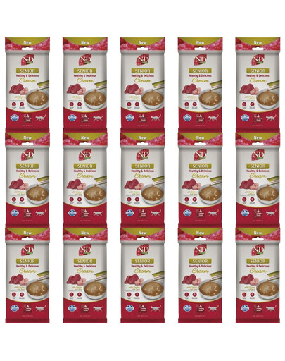 FARMINA N&D Quinoa Cat Senior Cream Chicken and Tuna 15x60 g su vištiena ir tunu, kreminis skanėstas vyresniems katėms