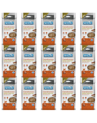 FARMINA Vet Life Cat Convalescence Creamy 15x60 g su vištiena ir tunu, kreminė užkandis katėms, palaikantis organizmo regeneraciją