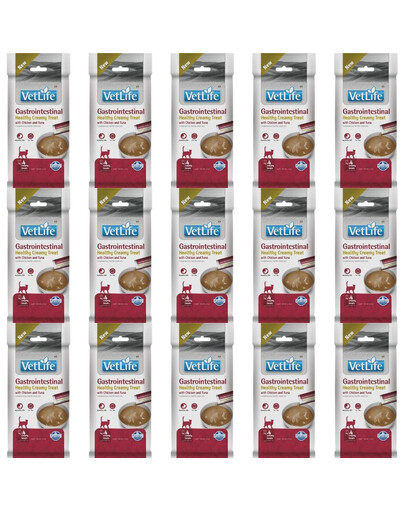 Farmina Vet Life Gastrointestinal Healthy Creamy Treat su vištiena ir tunu katėms 15x60 g
