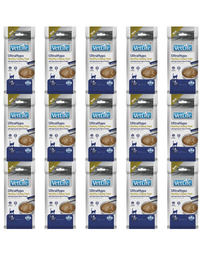 FARMINA Vet Life Cat UltraHypo Creamy 15x60 g su hidrolizuotu lašišų baltymu, kreminis skanėstas katėms su jautria virškinimo sistema