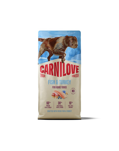 CARNILOVE True Fresh Dog Fish & Turkey Adult 2 x 12 kg – sausas pašaras su šviežia žuvimi ir kalakutiena suaugusiems šunims