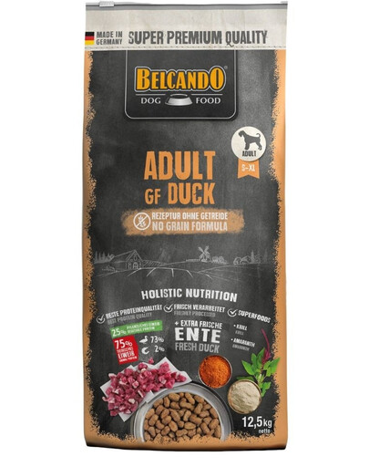 BELCANDO Adult Grain Free Duck 25 kg (2 × 12,5 kg) – begrūdis sausas ėdalas su antiena suaugusiems šunims