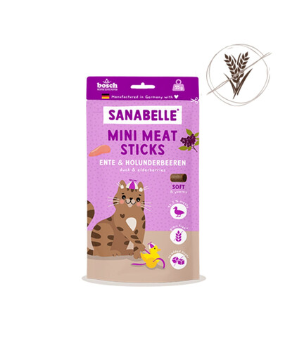 SANABELLE Mini Meat Sticks duck and elderberries 55g kaczka i czarny bez bezzbożowy przysmak dla kota