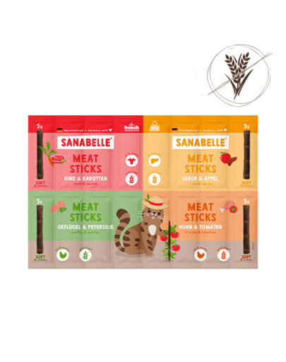 SANABELLE Meat Sticks-Mix 40 g mix 4 smaków, przysmak dla kota