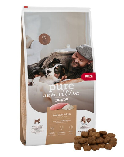 MERA Dog Pure Sensitive Puppy Turkey Rice 3x4 kg kalakutiena ir ryžiai, sausas maistas šuniukams